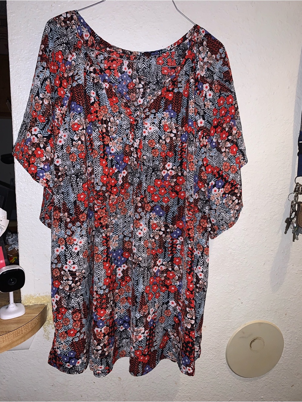 Floral Boho Short Sleeve Dress - Red Mix